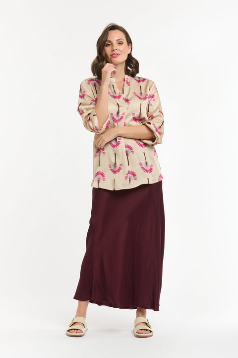 Feather Palm Tree Beige/Pink