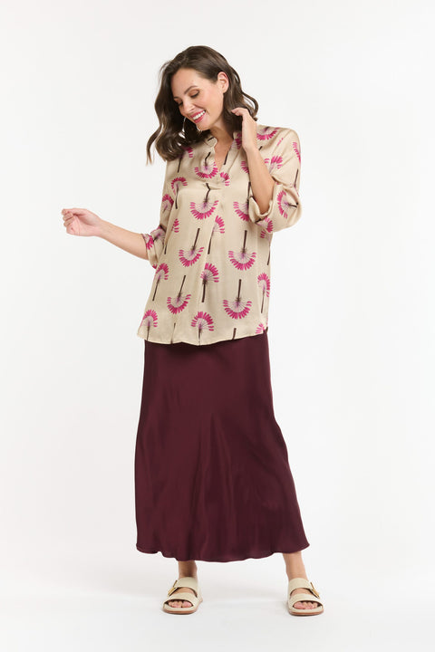 Feather Palm Tree Beige/Pink