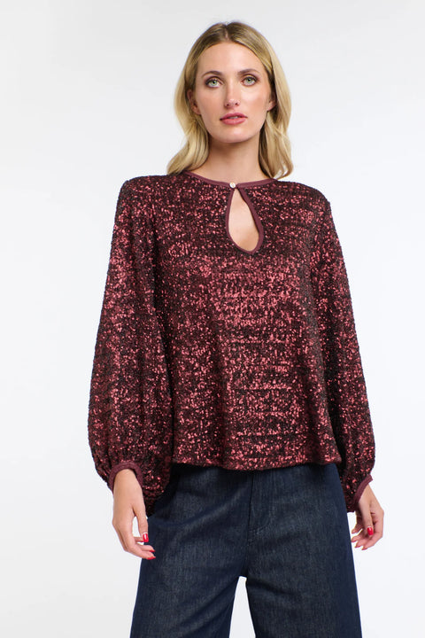 Paloma Sequins Top Sangria