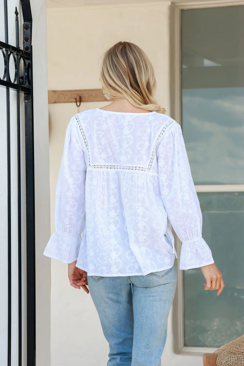 Tassle Prarie Top - White