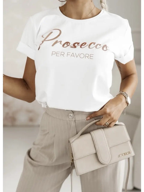Prosecco Per Favore Tee White