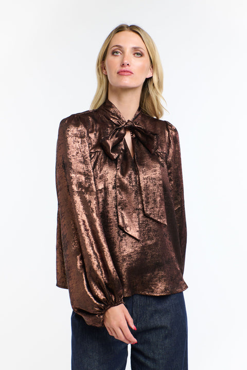 Pussy Bow Top Copper