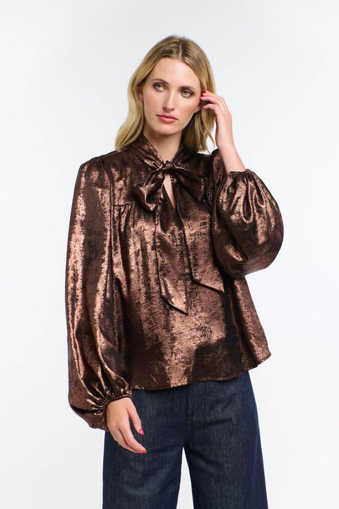 Pussy Bow Top Copper