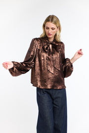 Pussy Bow Top Copper