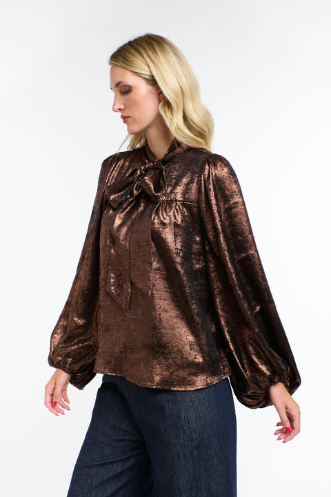 Pussy Bow Top Copper