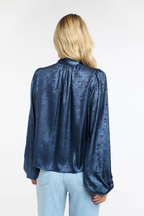 Pussy Bow Top Midnight