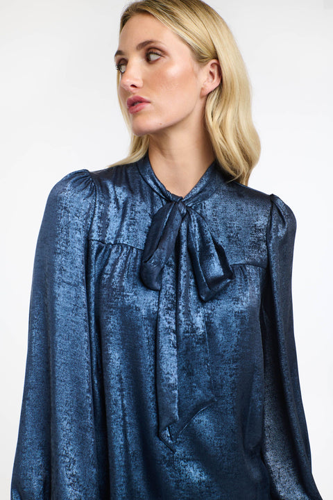 Pussy Bow Top Midnight