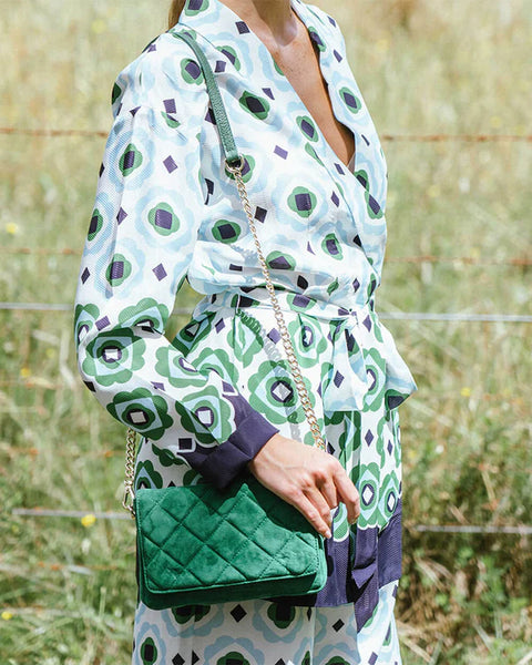 Sarah Crossbody Bag - Emerald Suede