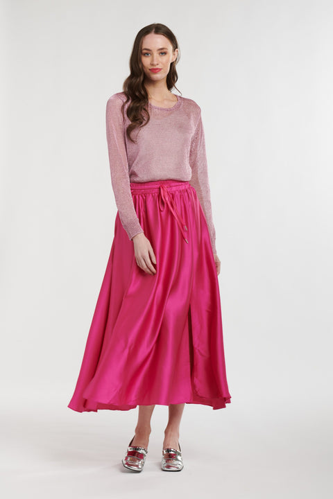 Satin Skirt Hot Pink