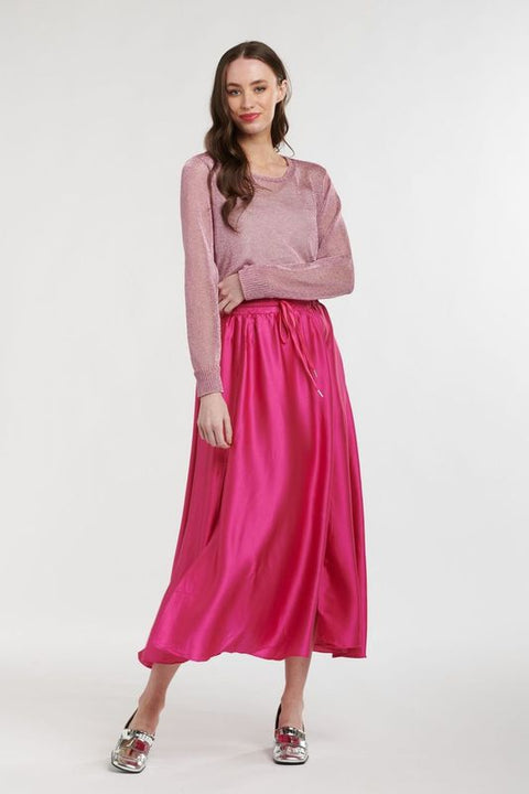 Satin Skirt Hot Pink