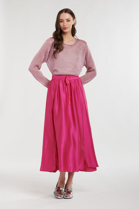 Satin Skirt Hot Pink