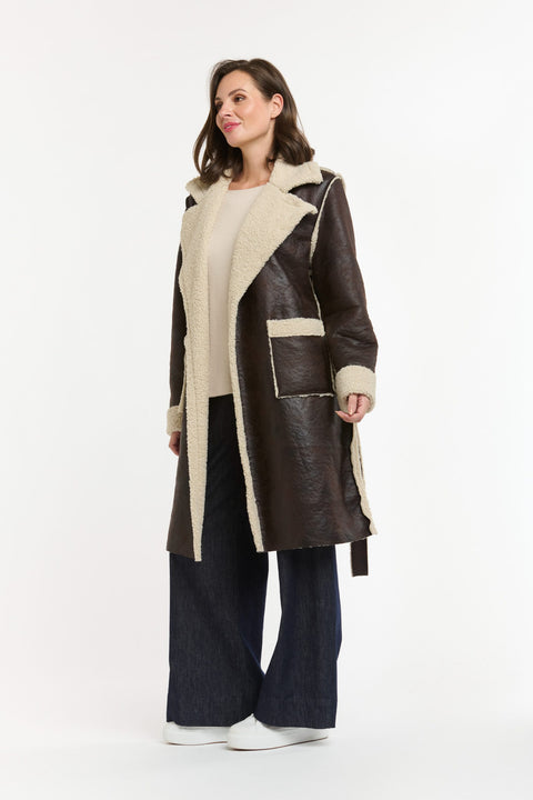 Shearling Faux Coat Chocolate