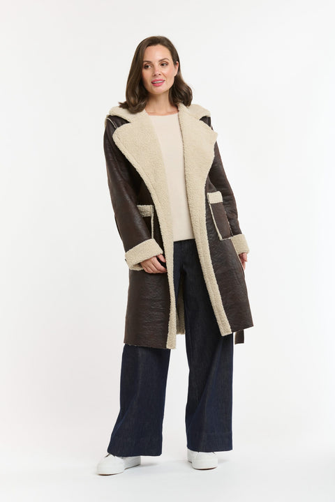 Shearling Faux Coat Chocolate