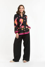 Parrot Blouse Black/Pink