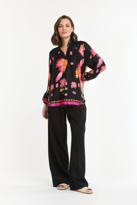 Parrot Blouse Black/Pink