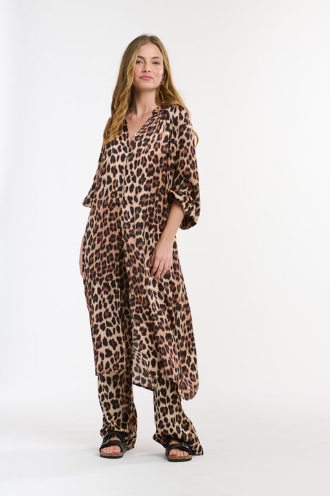 The Hills Button Through Dress Leopard Print
