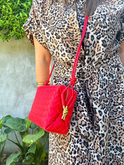 Victoria Woven Leather Bag Red
