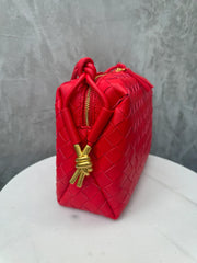 Victoria Woven Leather Bag Red