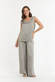 V Neck Top Silver