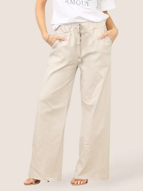 Wide Leg Joggers Beige