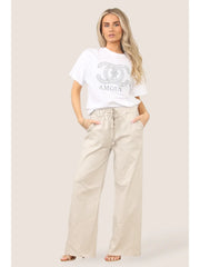 Wide Leg Joggers Beige