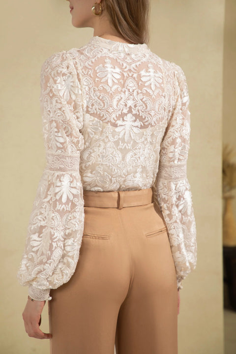 Yvette Lace Blouse Champagne