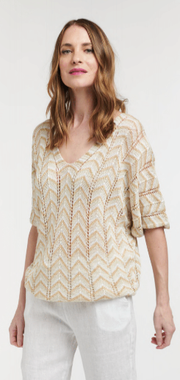 Zig Zag Top White/Gold