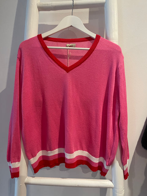 College Knit Hot PInk/Red