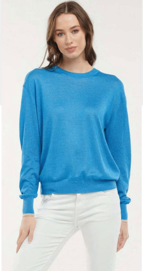 Lurex Trim Knit Ocean