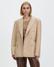 Tommy Faux Leather Blazer Sand