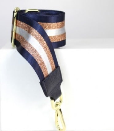 Bling Baby Leather Bag Navy/Navy Bronze Stripe Strap