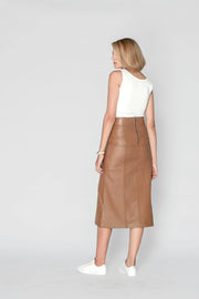 Bronte Leather Skirt Caramel