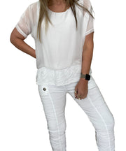 Calabria Sequin Silk Top White