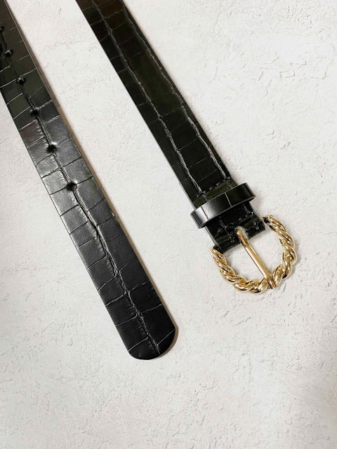 Edwina Twist Buckle Belt Black