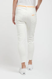 Fluro Patch Jean White