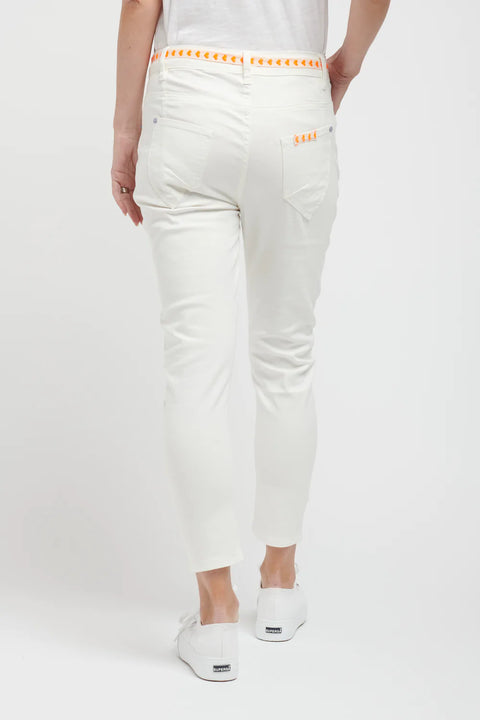 Fluro Patch Jean White