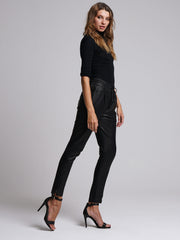 Gemma Leather Joggers Black