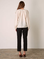 Irena V Neck Top Blouse Natural