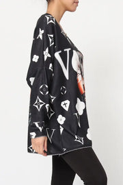 Love Girl V Neck Knit Black