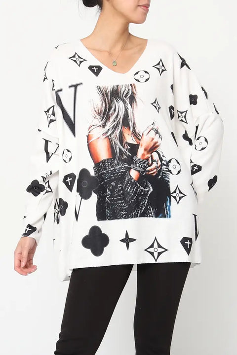 Love Girl Knit White Print