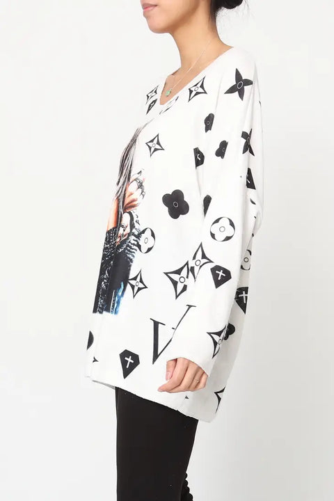 Love Girl Knit White Print