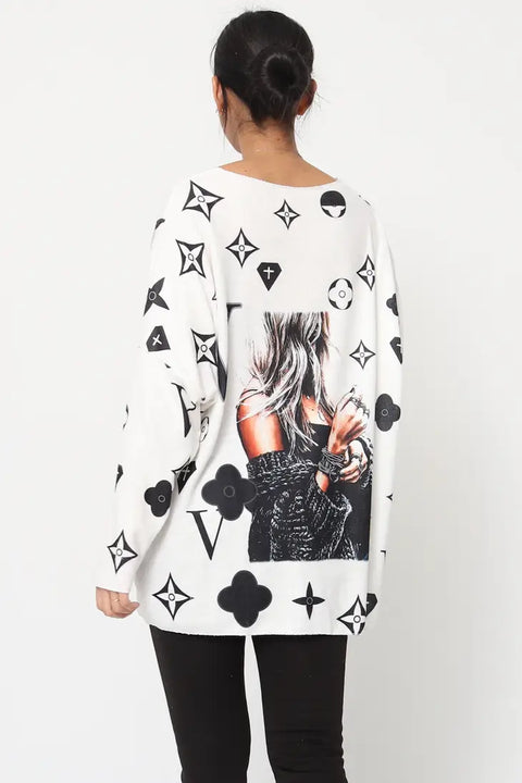 Love Girl Knit White Print