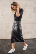 Sienna Maxi Leather Skirt Black