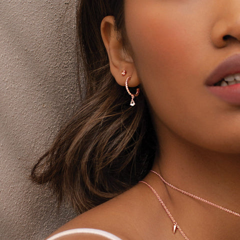 Tear Drop Hoops Rose Gold