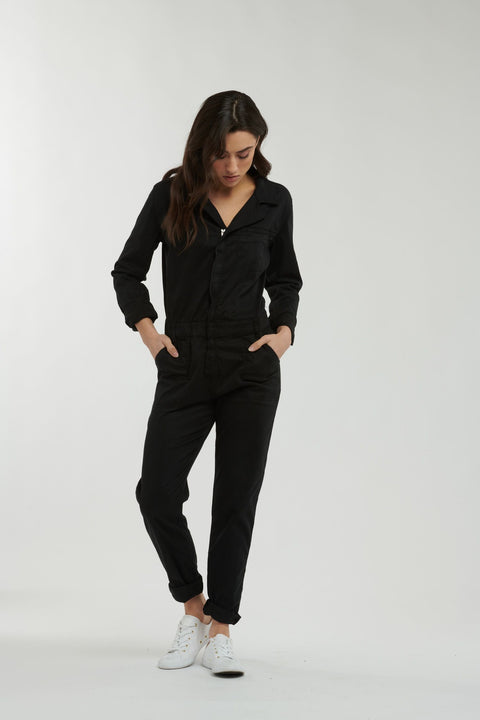 Italian Star Utility Jumpsuit Black