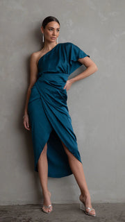 Venice One Shoulder Dress Teal