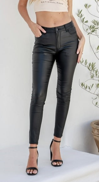 Wet Look Classic Ankle Length Jean Black