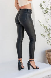 Wet Look Classic Ankle Length Jean Black