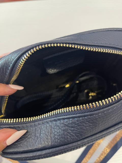 Bling Baby Leather Bag Navy/Navy Bronze Stripe Strap