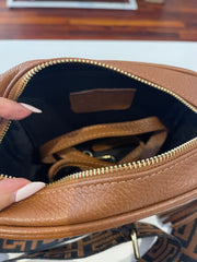 Bling Baby Leather Bag Tan/Tan Black Strap